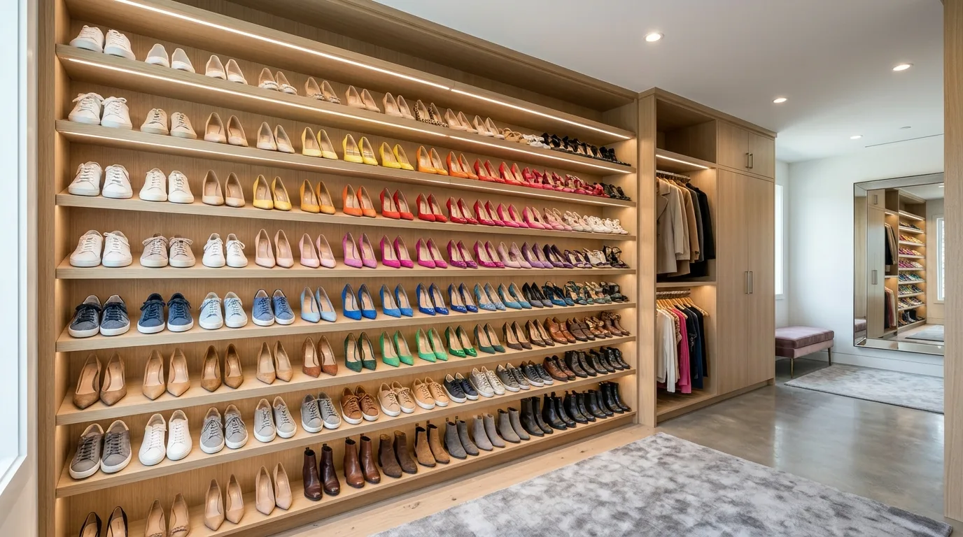 Turn shoe storage into a visible display inspiration for a closet.